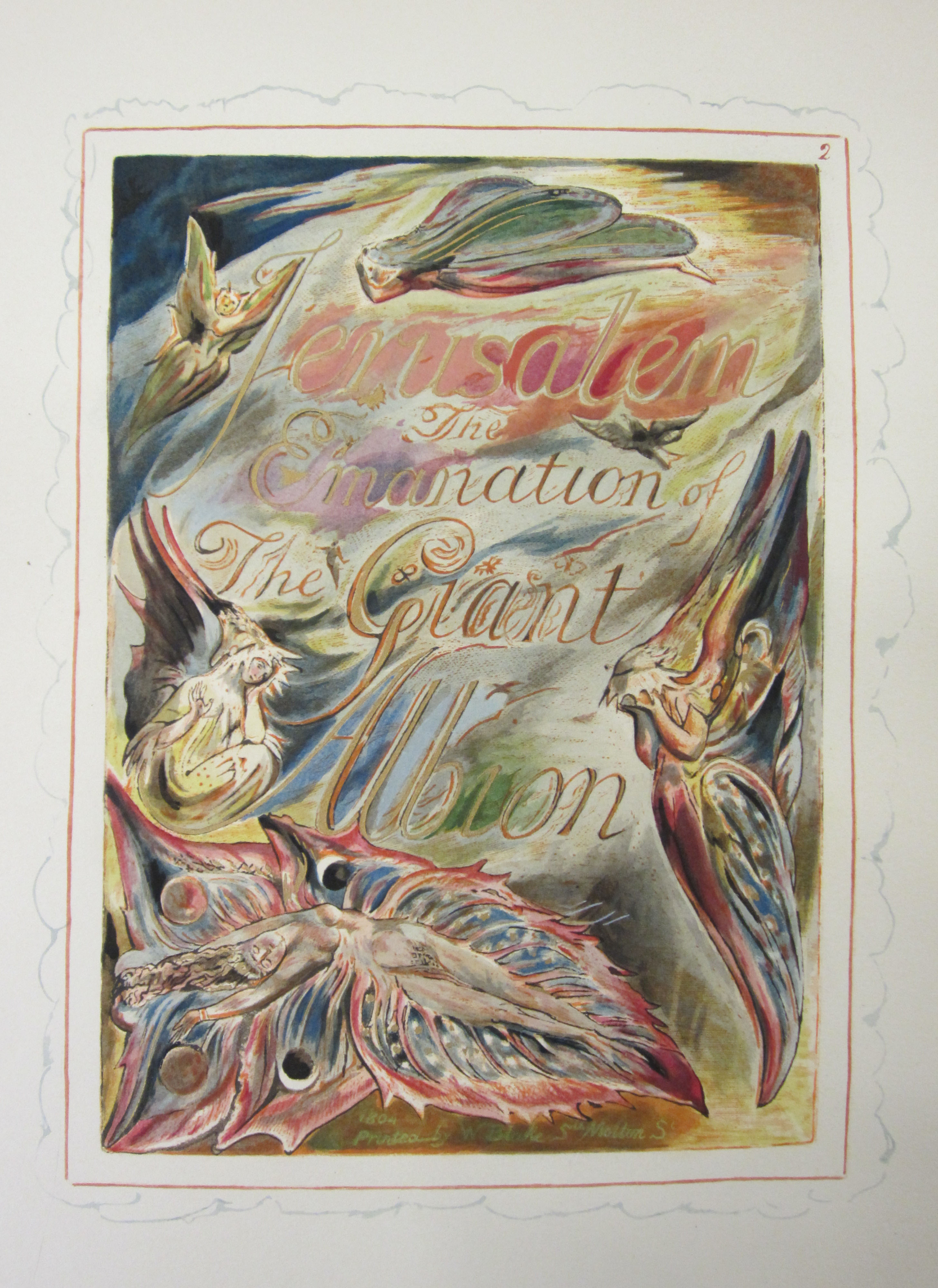 Title page of Jerusalem: A Facsimile of the Illuminated Book by William Blake, 1951. (PR4144 .J4 1951. Gift of Sandra Elizabeth Olivier and Raymond Danowski. Photograph by Petrina Jackson)
