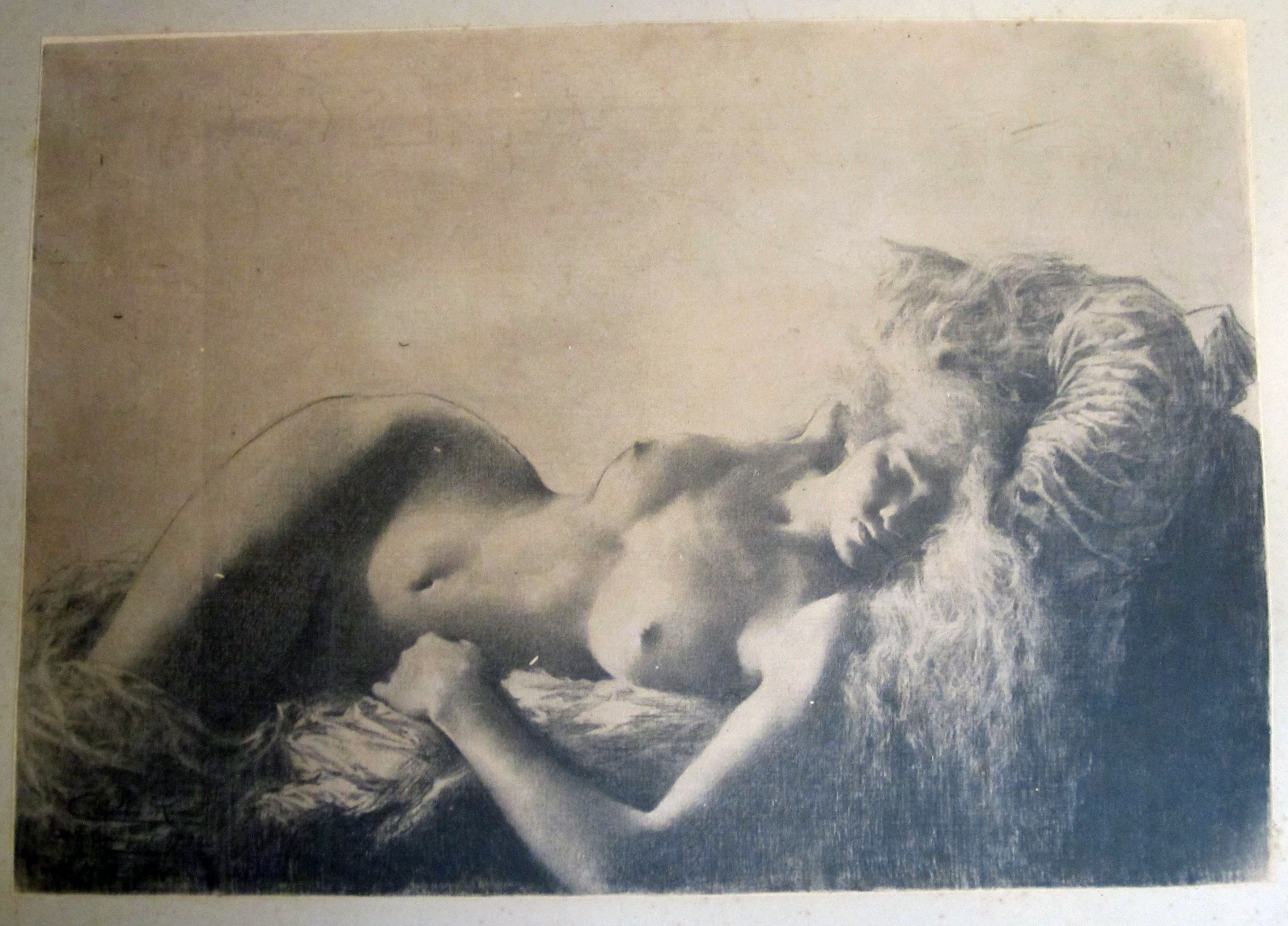 Nude photo of a reclining Amelie Rives Chanler, drawn by the subject. (MSS 8925. Photograph by Petrina Jackson)
