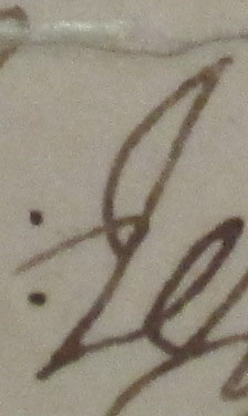J is for the handwritten first letter of Thomas Jefferson's signature. This detail of his signature is from his famous "firebell in the night" letter to John Holmes, senator from Maine, 22 April 1820. (MSS 11619. Paul Mellon Bequest. Photograph by Petrina Jackson)