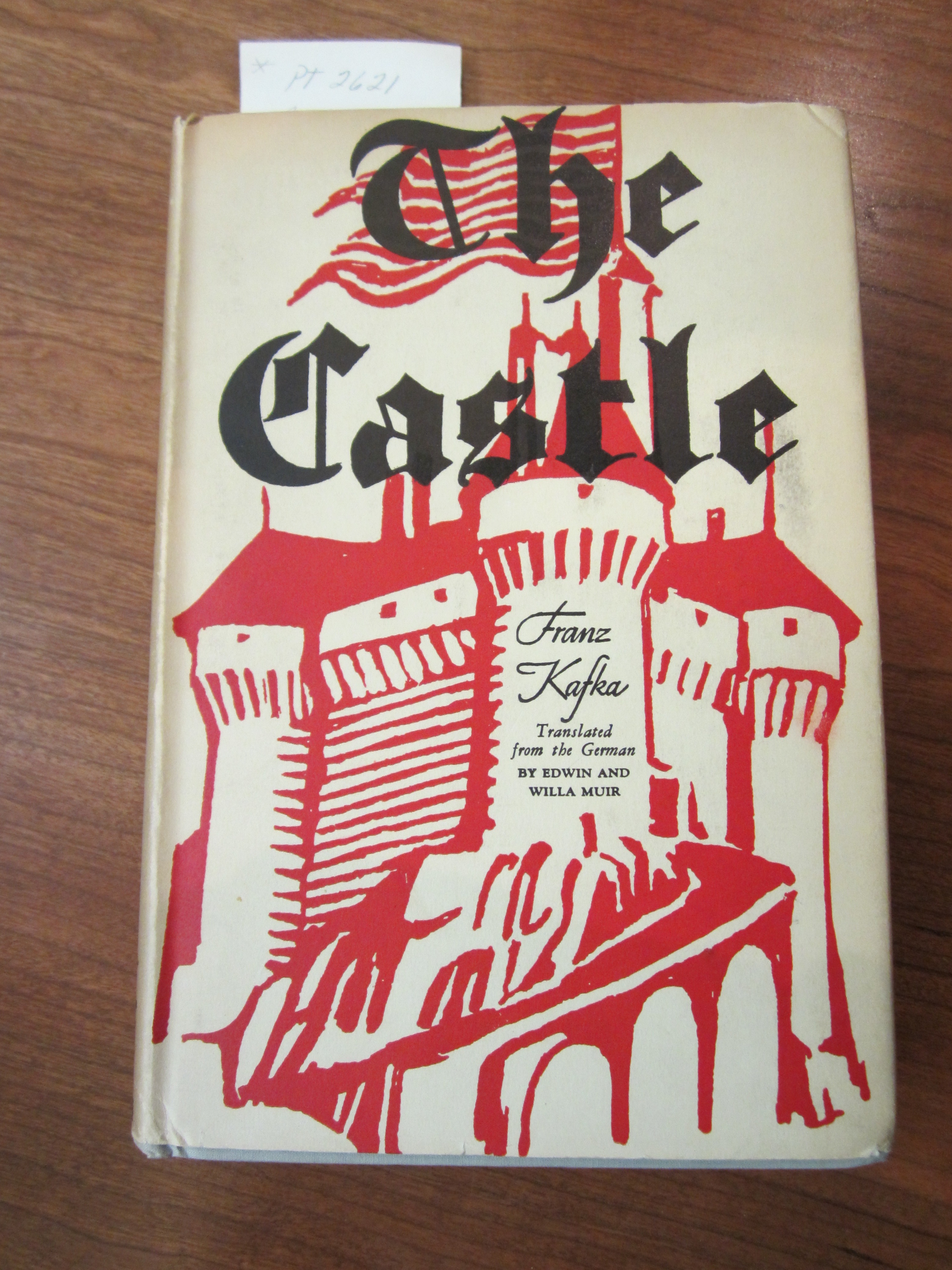Cover of The Castle by Franz Kafka, translated from German into English by Edwin and Willa Muir, 1930. (PT2621 .A26 S313 1930b. Gift of Paul E. Rieger. Photograph by Anne Causey.)