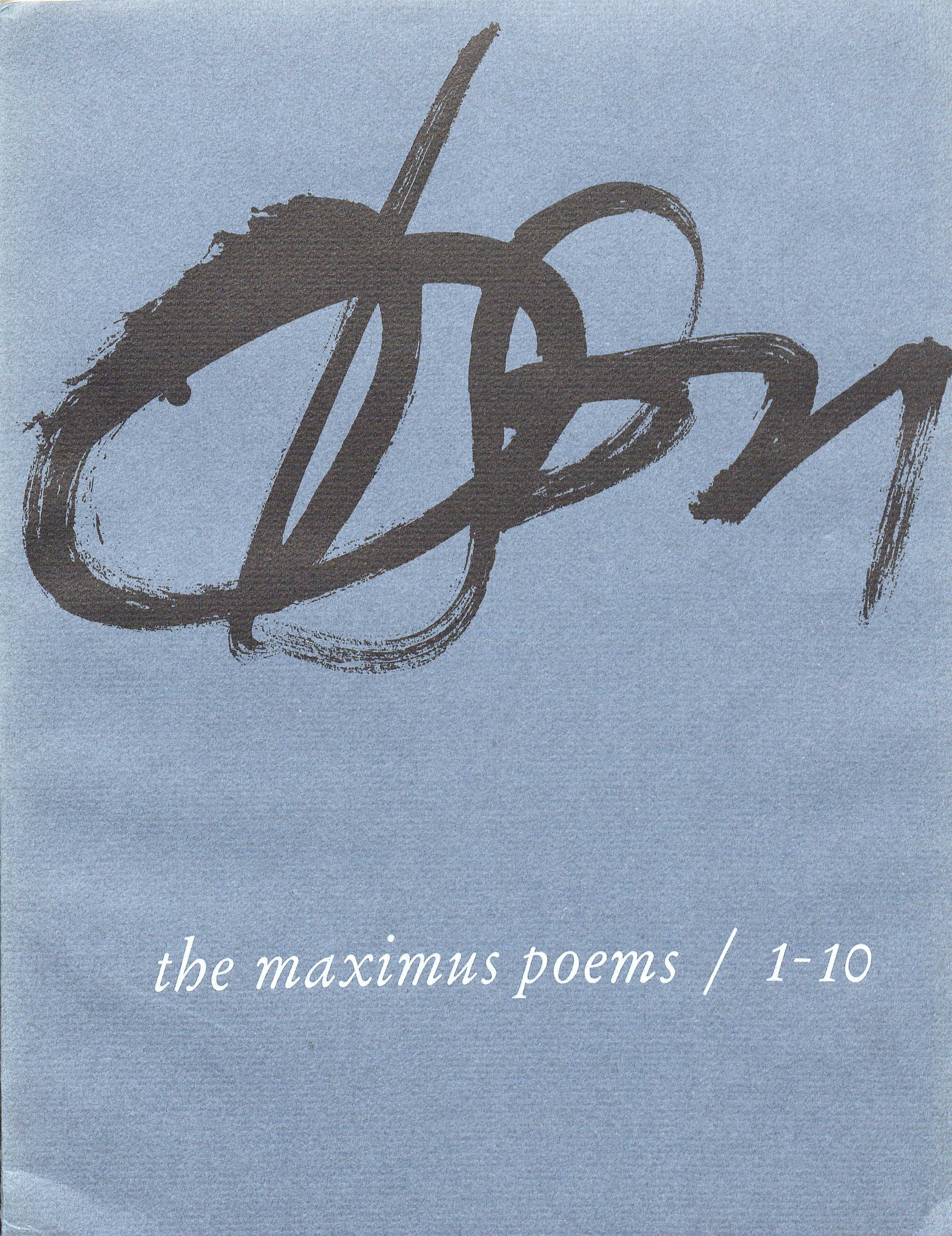 First printing of Olson's celebrated The Maximus Poems
