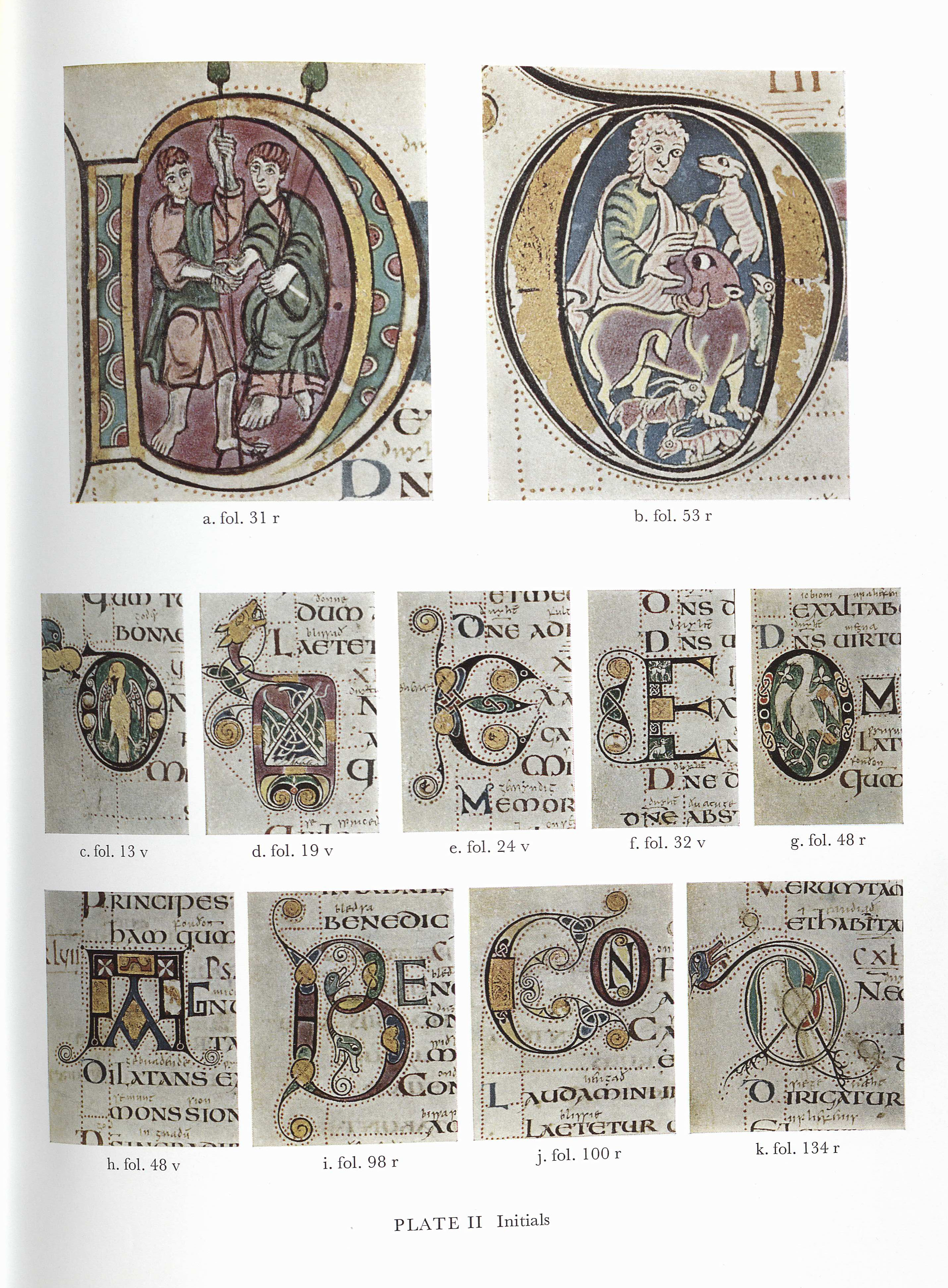 Examples of initials from the Vespasian Psalter (Image by Anne Causey)