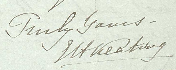 Eliza Keating's signature on one of the 1855 letters (MSS ****)
