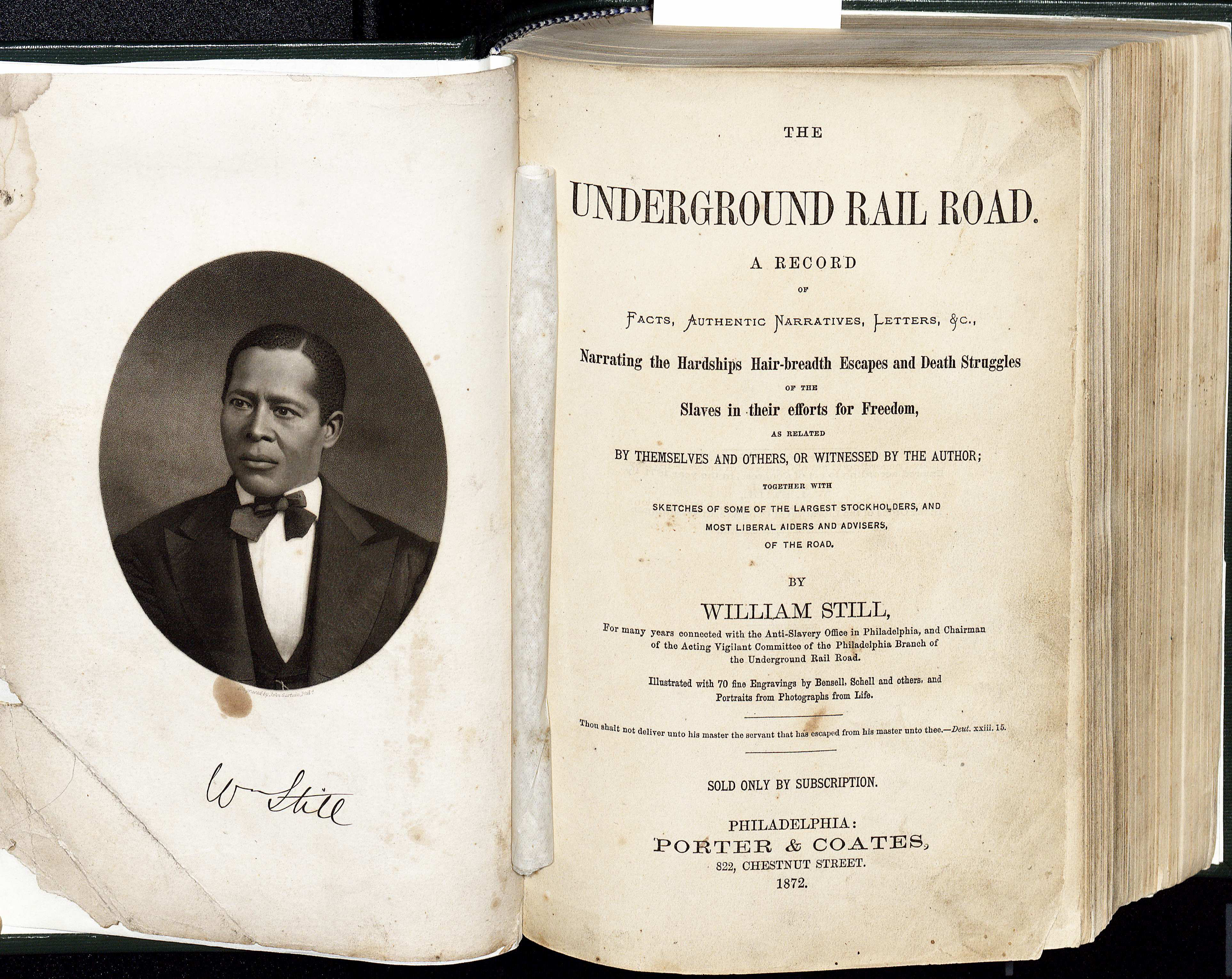 Frontispiece and title page of The Underground Railroad, 1872. (E450 .S85 1872. Image by Petrina Jackson.)