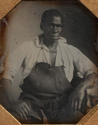 This daguerrotype of Isaac Granger Jefferson is frequently reproduced as an historical artifact; Hagstrom's pixellated image of it, juxtaposed with high-resolution close-ups of the equally iconic image of the "Slave Ship Brookes," opens new interpretive possiblities.