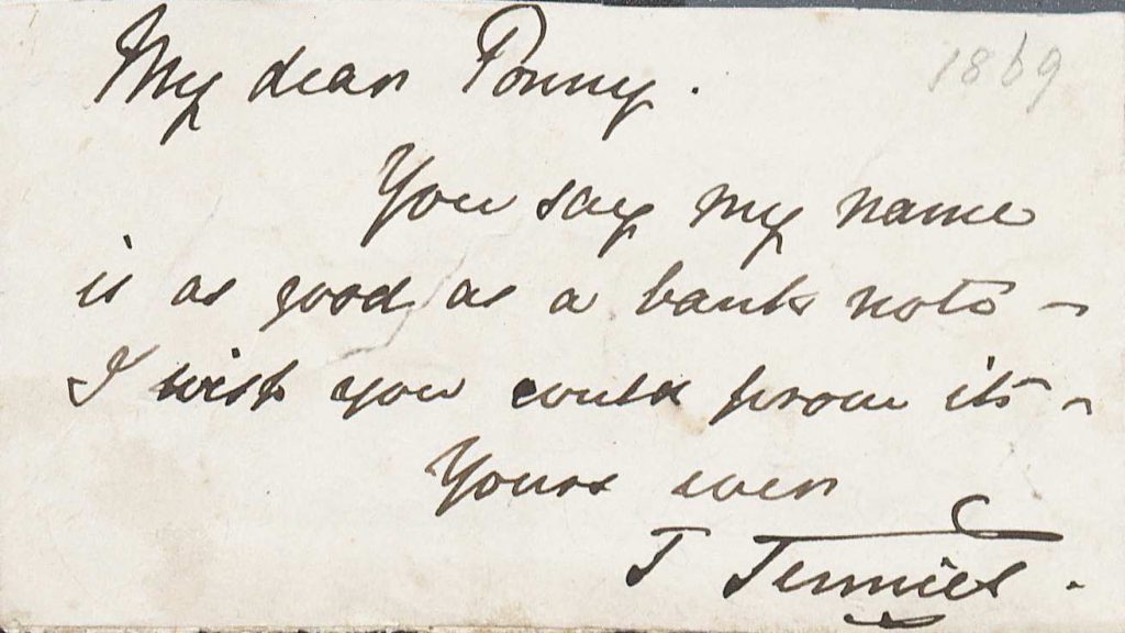 Note from Tenniel to Ponny