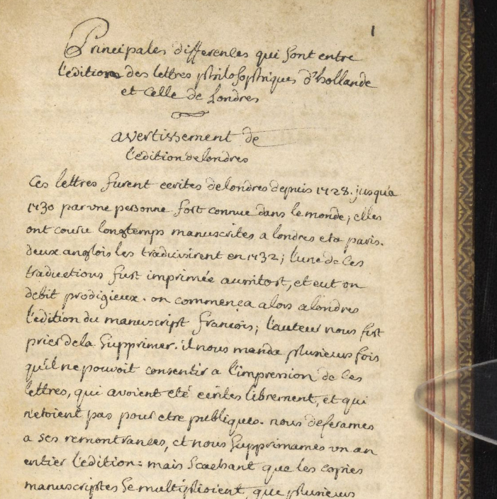 Example of a handwritten page in French