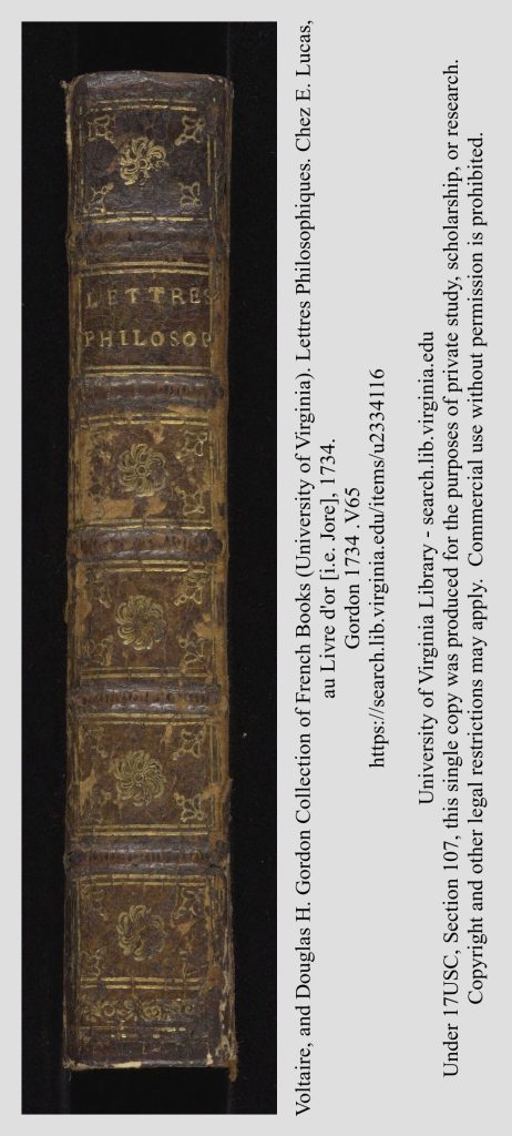 Digital picture of the spine of Lettres Philosophiques.