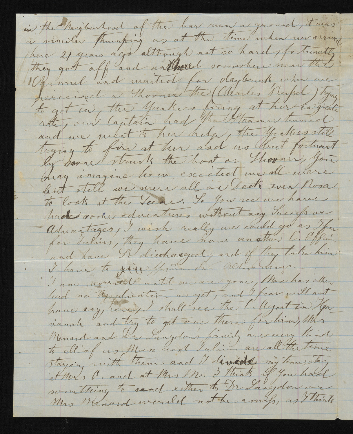 First page of a handwritten letter in cursive from "Isabella" to her unidentified husband, March 7, 1865. 