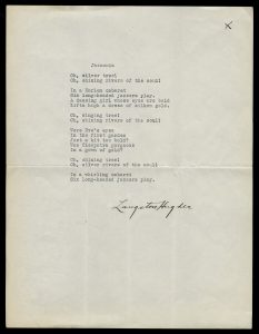 Typed copy of poem signed by Langston Hughes